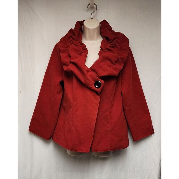 Multiples Women’s Single Breasted Long Sleeve Red Jacket Coat Size Large - Picture 3 of 11